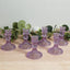 6-Pack Glass Taper Candlestick Holders Diamond Pattern Design Lavender Lilac - Reversible Crystal Pillar Votive Stands 4"