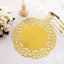 6-Pack Disposable Table Placemats in Metallic Gold with Laser Cut Floral Rim - 400GSM Cardboard Placemats for Glamorous Table Settings 13"