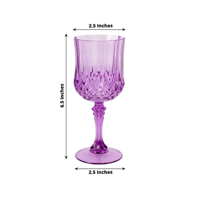 6-Pack Plastic Cocktail Goblets Purple Transparent Crystal Cut - Shatterproof Drinkware 8oz - Drinkware