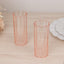 6-Pack Plastic Cocktail Tumblers Transparent Blush Crystal Cut Style - Shatterproof Highball Glasses 14oz
