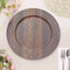 6-Pack Plastic Round Charger Plates 13" in Dark Brown with Faux Wood Finish, Rustic Boho Chic Dinner Party Charger Tableware