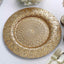 6-Pack Plastic Round Charger Plates 13" in Gold with Embossed Peacock Pattern, Stylish Disposable Charger Tableware