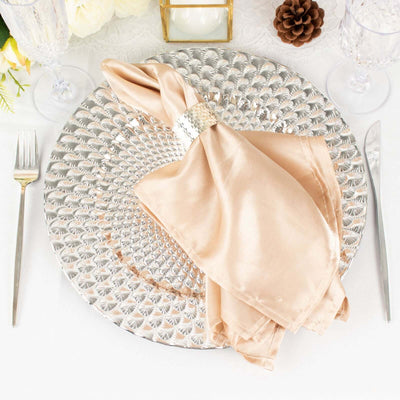 6-Pack Plastic Round Charger Plates 13’’ in Silver with Peacock Pattern Exquisite Decorative Dinner Party Charger