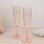 6-Pack Plastic Wedding Toast Flutes Transparent Blush Crystal Cut Style - Reusable Champagne Glasses 8oz