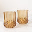 6-Pack Plastic Whiskey Cups Amber Gold Crystal Cut Style - Reusable Stemless Wine Glasses 8oz
