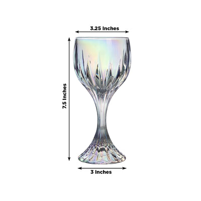 6 Pack Prism Cut Crystal Wine Glass Goblets â€“ Iridescent Clear 10oz Stemware Set for Red & White Wine - Drinkware