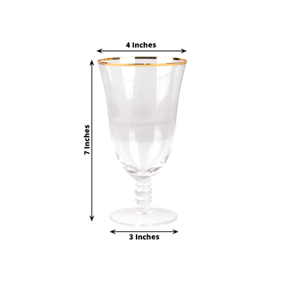 6-Pack Red Wine Glasses Clear Gold Rimmed Design with Short Beaded Stem - Chic Crystal Goblets for Drinks & Events 16oz