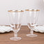 6-Pack Red Wine Glasses Clear Gold Rimmed Design with Short Beaded Stem - Chic Crystal Goblets for Drinks & Events 16oz 7"