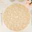 6-Pack Table Placemats Woven Fiber Design Beige Round - Disposable Mats for Dining and Events 15"
