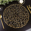 6-Pack Table Placemats Woven Fiber Design Gold Round - Disposable Mats for Dining and Events 15"