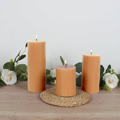 6-Pack Unscented Dripless Pillar Candles â€“ 3’’x6’’ Beige Paraffin Wax with Smokeless Cotton Wicks Clean &