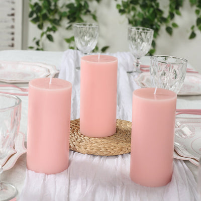 6-Pack Unscented Dripless Pillar Candles â€“ 3’’x6’’ Blush Paraffin Wax with Smokeless Cotton Wicks Clean &