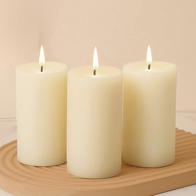 6-Pack Unscented Dripless Pillar Candles â€“ 3’’x6’’ Ivory Paraffin Wax with Smokeless Cotton Wicks Clean &