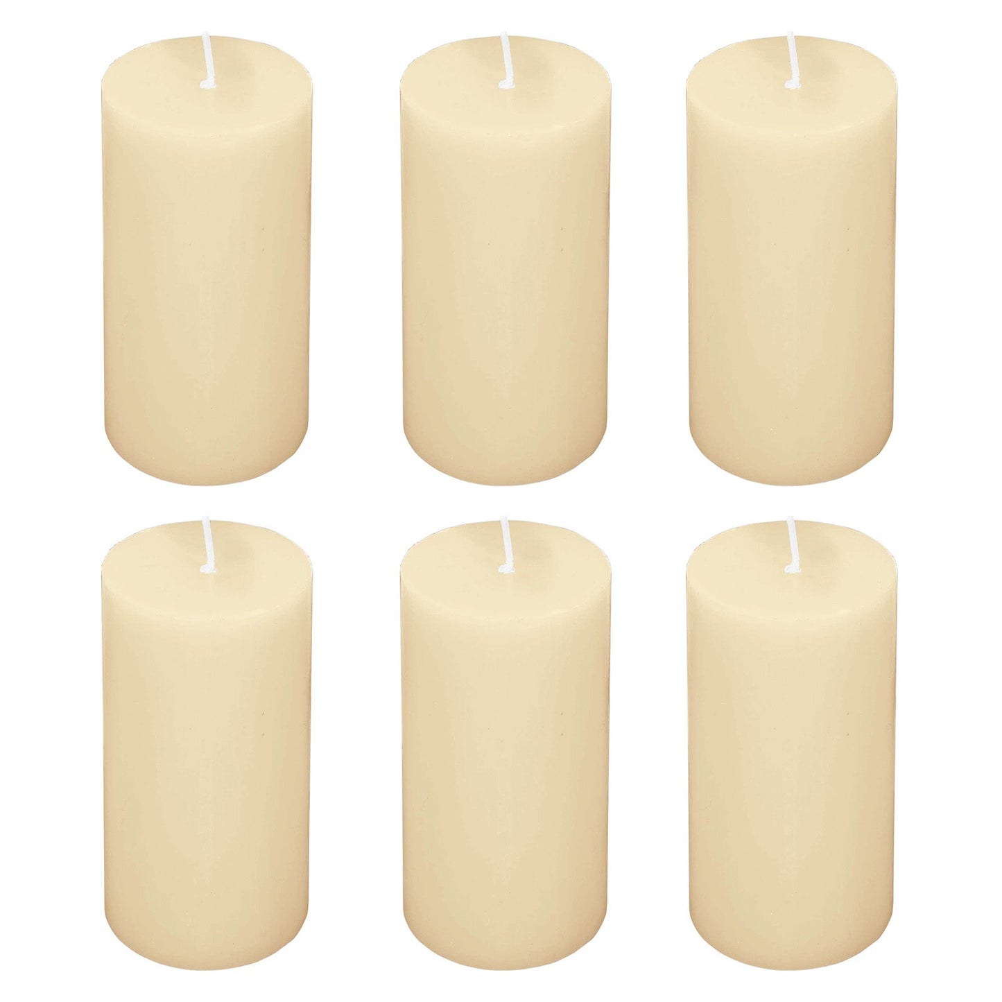 6-Pack Unscented Dripless Pillar Candles â€“ 3’’x6’’ Ivory Paraffin Wax with Smokeless Cotton Wicks Clean &