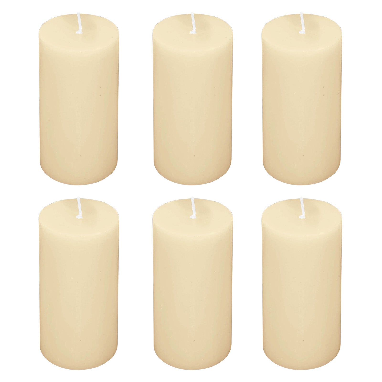 6-Pack Unscented Dripless Pillar Candles â€“ 3’’x6’’ Ivory Paraffin Wax with Smokeless Cotton Wicks Clean &