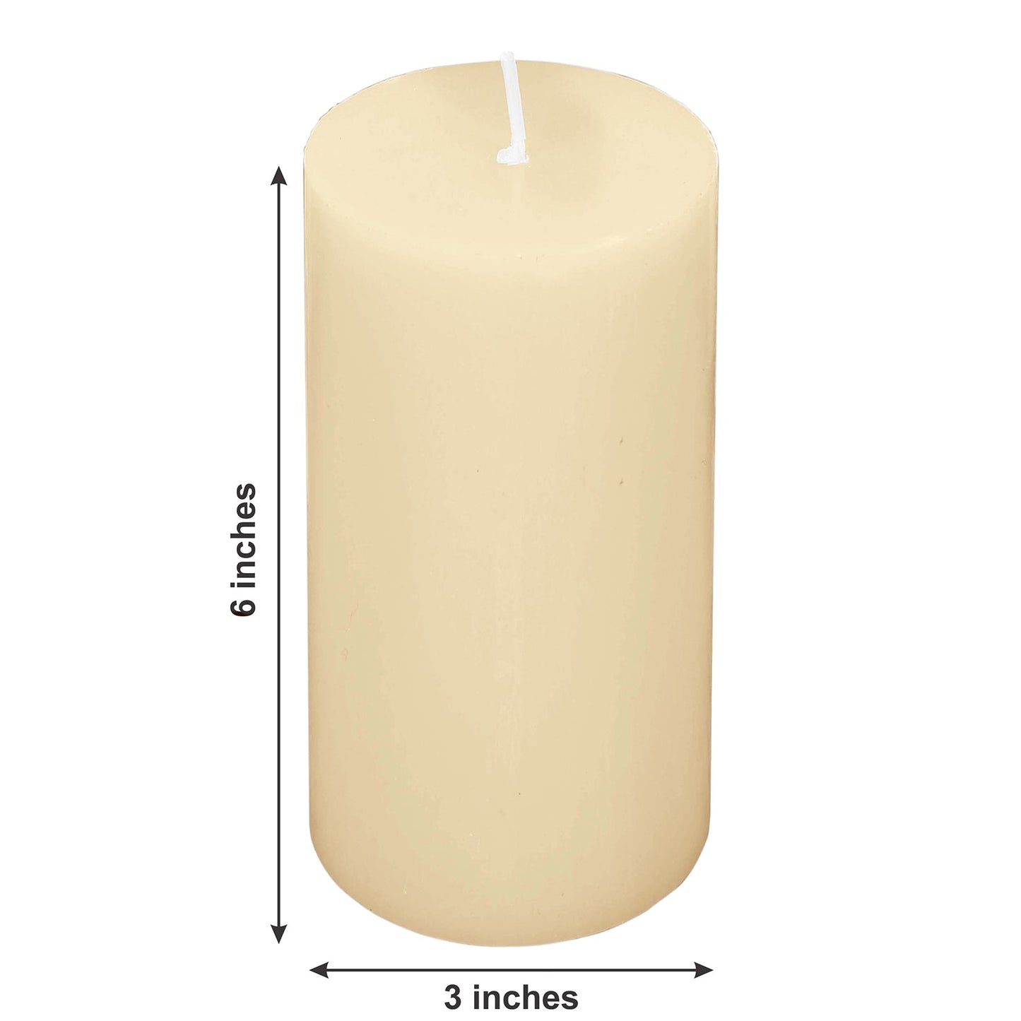 6-Pack Unscented Dripless Pillar Candles â€“ 3’’x6’’ Ivory Paraffin Wax with Smokeless Cotton Wicks Clean &
