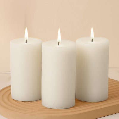 6-Pack Unscented Dripless Pillar Candles â€“ 3’’x6’’ White Paraffin Wax with Smokeless Cotton Wicks Clean &
