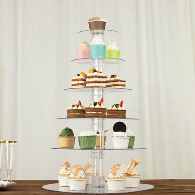 6-Tier Acrylic Round Cupcake Stand Clear for Special Events & Catering Displays 22’’ - Cake Stands