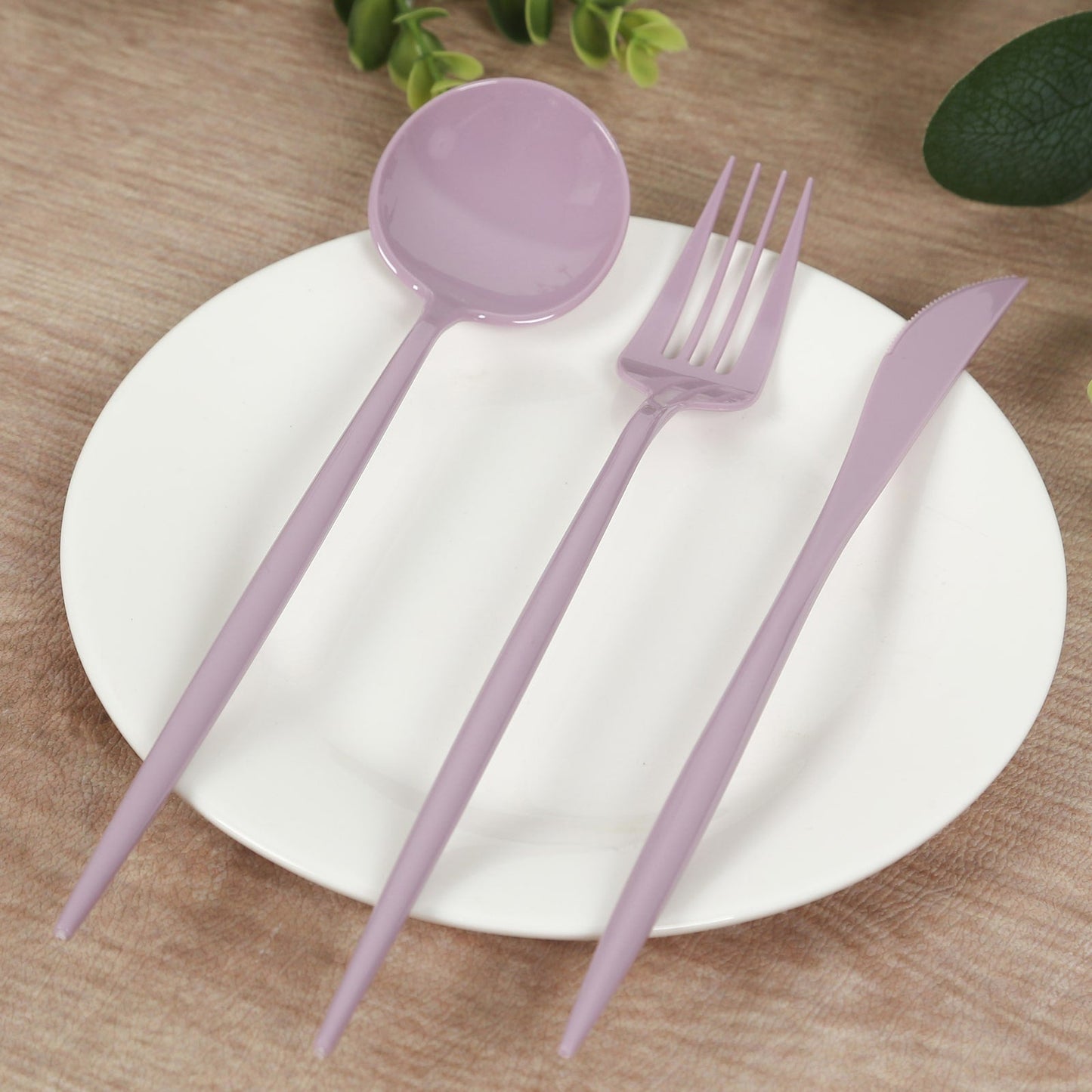 60 Pack Plastic Silverware Set, Lavender Lilac Heavy Duty Disposable Sleek Utensil Cutlery