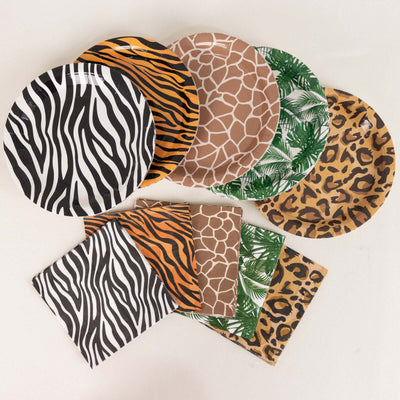 60 Pcs Paper Dinnerware Set with Animal Safari Print - Jungle Theme Party Plates and Napkins for 30 Guests - Disposables