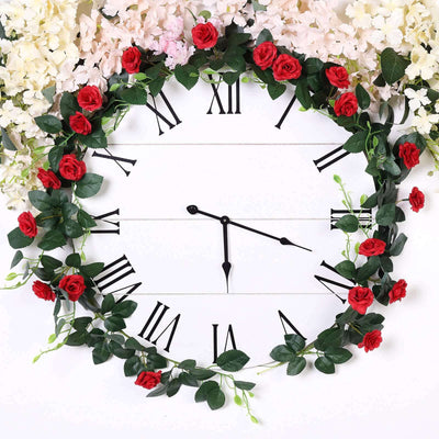 6ft 20 Red Artificial Silk Roses Flower Garland Hanging Vine - Flower Garlands