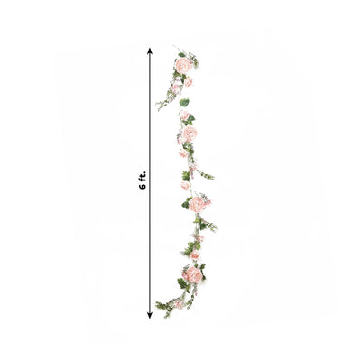 6ft Blush Silk Rose Peony Flower Garland Mixed Floral Greenery Garland Artificial Hanging Vine - Silk Flowers