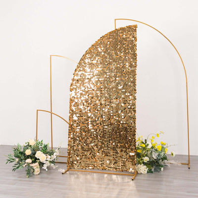 6ft Gold Double Sided Big Payette Sequin Chiara Wedding Arch Cover For Half Moon Backdrop Stand - Backdrops