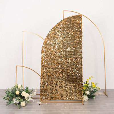 6ft Gold Double Sided Big Payette Sequin Chiara Wedding Arch Cover For Half Moon Backdrop Stand - Backdrops