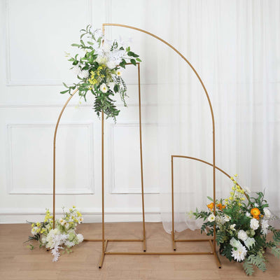 6ft Gold Metal Half Moon Floral Frame Wedding Arbor Stand Chiara Backdrop Display Arch - Backdrops