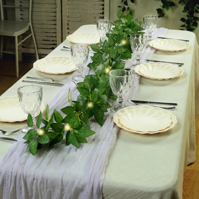 6ft Lighted Rose Leaf Vine Artificial Greenery Garland String Lights for Home & Wedding Decor - LED