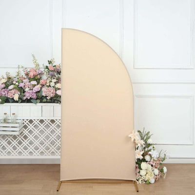 6ft Matte Beige Spandex Half Moon Chiara Backdrop Stand Cover Custom Fitted Wedding Arch Cover - Backdrops
