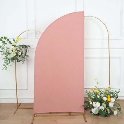 6ft Matte Dusty Rose Spandex Half Moon Chiara Backdrop Stand Cover Custom Fitted Wedding Arch Cover - Backdrops