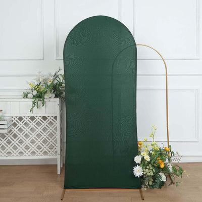 6ft Matte Hunter Emerald Green Spandex Fitted Chiara Backdrop Stand Cover For Round Top Wedding Arch - Backdrops