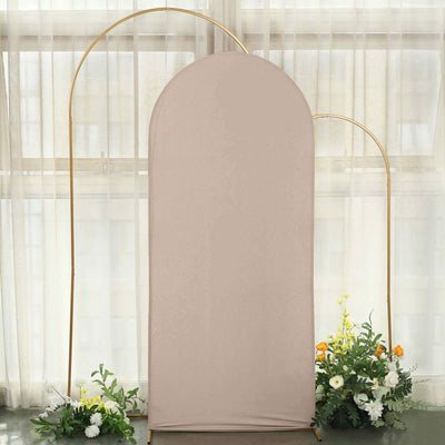 6ft Matte Nude Spandex Fitted Chiara Backdrop Stand Cover For Round Top Wedding Arch - Backdrops