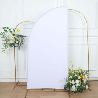 6ft Matte White Spandex Half Moon Chiara Backdrop Stand Cover Custom Fitted Wedding Arch Cover - Backdrops
