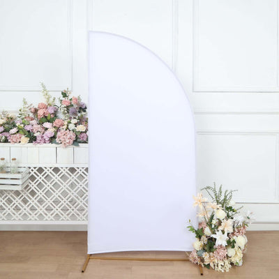 6ft Matte White Spandex Half Moon Chiara Backdrop Stand Cover Custom Fitted Wedding Arch Cover - Backdrops