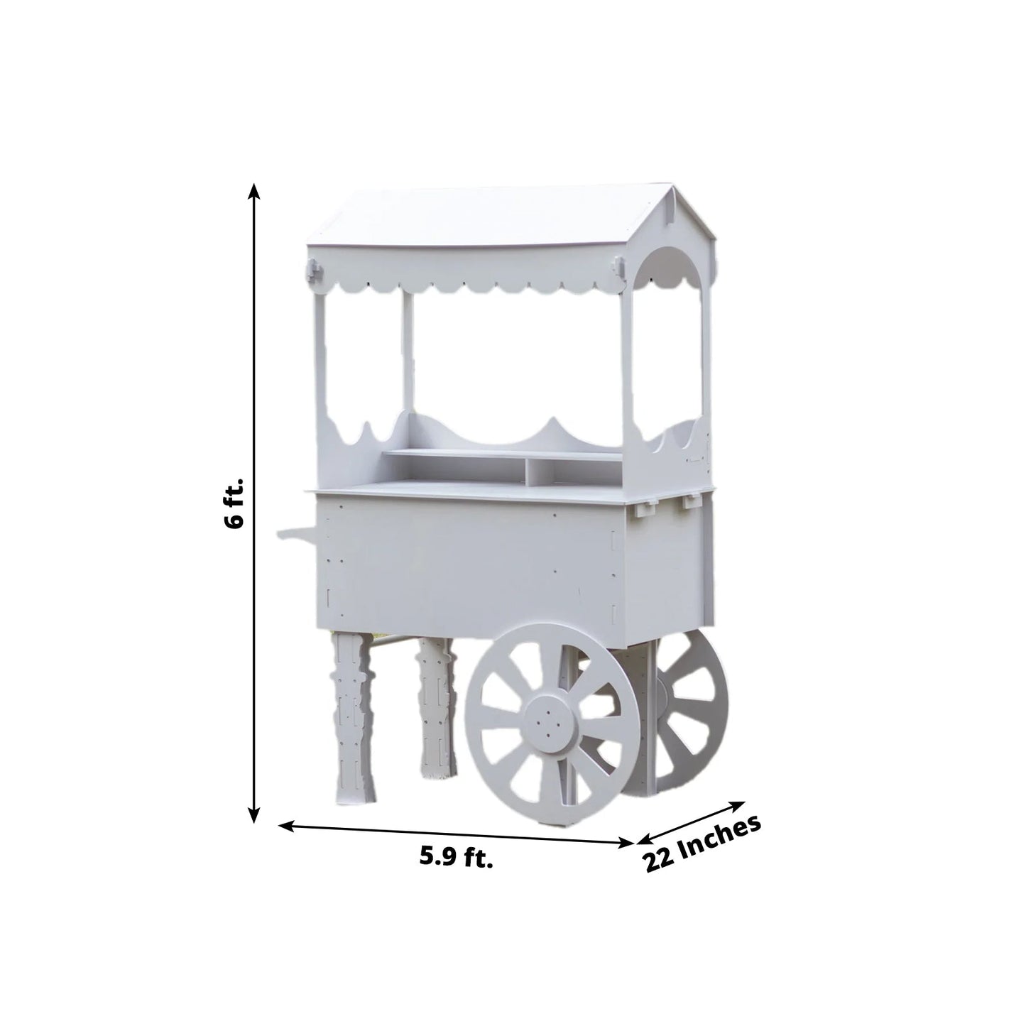 6ft Dessert Cart Display Stand with Wheels for Party Decorated Candy Cart for Birthdays Weddings