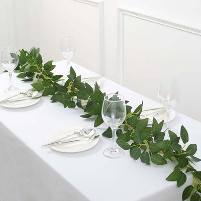6ft Real Touch Green Artificial Silk Rose Leaf Hanging Vine Flexible Greenery Table Garland - Vines