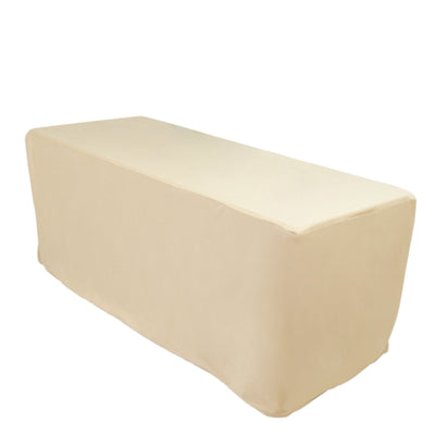 6ft Scuba Rectangular Fitted Tablecloth Beige â€“ Wrinkle-Free Stain Resistant - Tablecloths