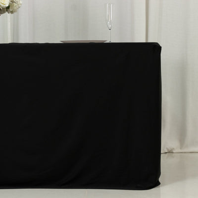 6ft Scuba Rectangular Fitted Tablecloth Black â€“ Wrinkle-Free Stain Resistant - Tablecloths