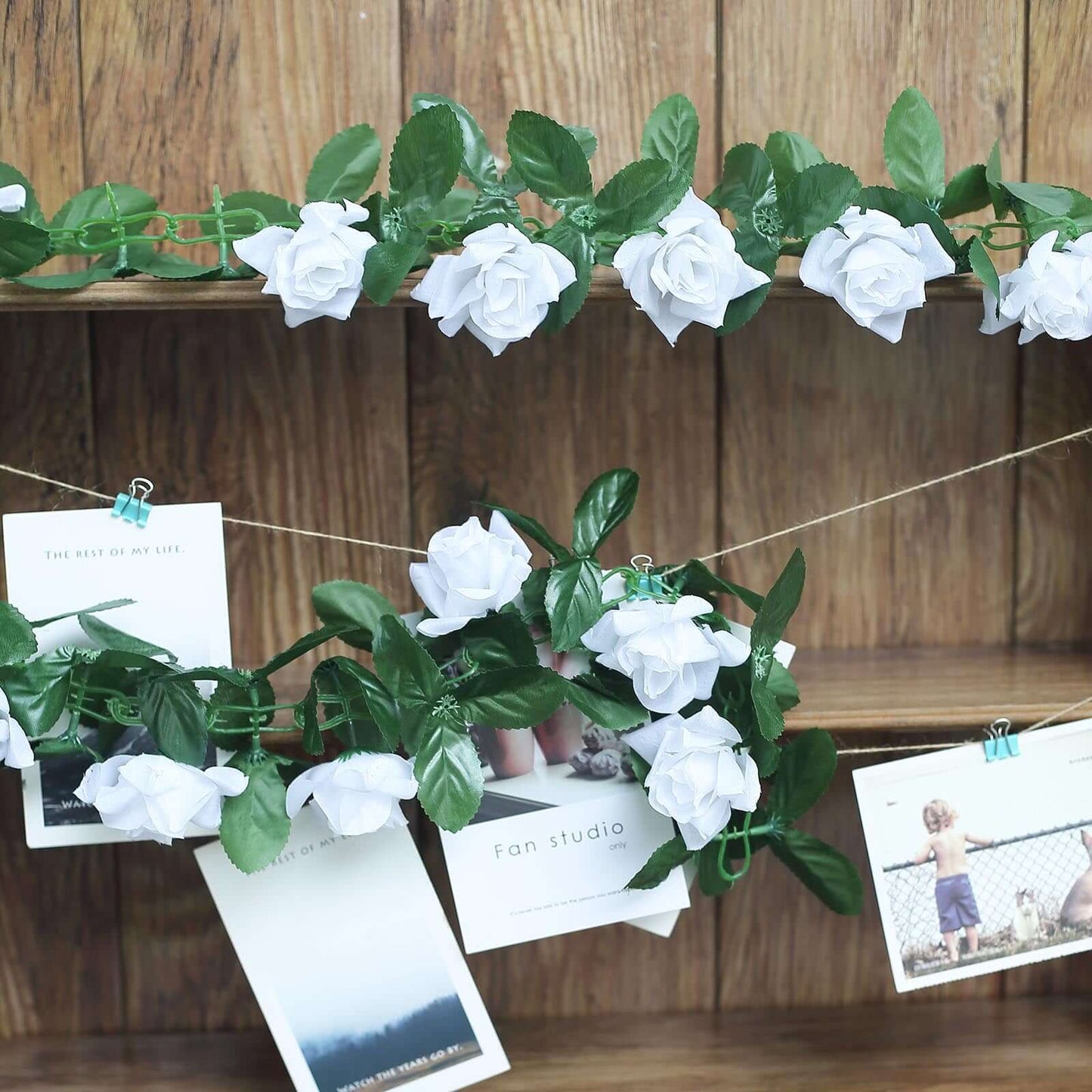 6ft White Artificial Silk Rose Garland UV Protected Flower Chain