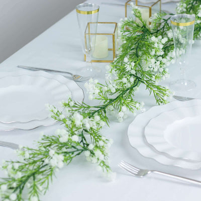 6ft White Real Touch Faux Baby Breath Hanging Flower Vines Artificial Silk Gypsophila Table Flower Garland - Flower
