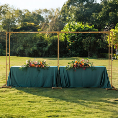 6ftx12ft Gold Rectangular Arbor - Freestanding 6' High Over the Table Stand, Backdrop Stand with Double Frame for Floral Balloon DÃ©cor
