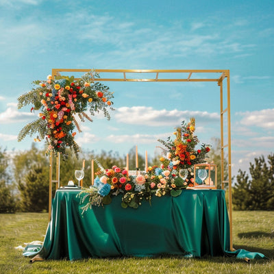 6ftx6ft Gold Square Arbor - Freestanding 6’ High Over the Table Stand Backdrop Stand with Double Frame for Floral
