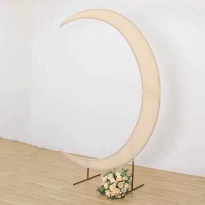 7.5ft Beige Spandex Crescent Moon Wedding Arch Cover Custom Fitted Chiara Backdrop Stand Cover - Backdrops