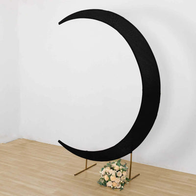7.5ft Black Spandex Crescent Moon Wedding Arch Cover, Custom Fitted Chiara Backdrop Stand Cover