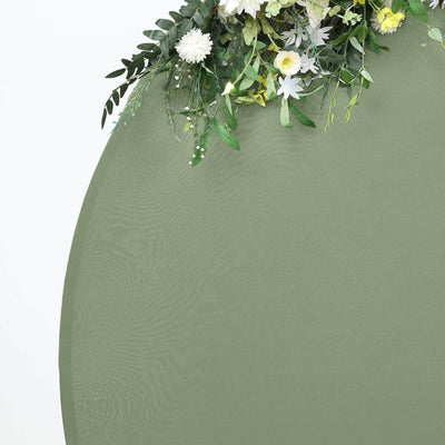 7.5ft Dusty Sage Green Round Spandex Fit Party Backdrop Stand Cover - Backdrops