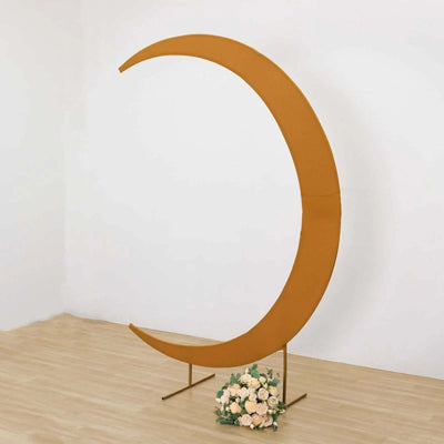 7.5ft Gold Spandex Crescent Moon Wedding Arch Cover Custom Fitted Chiara Backdrop Stand Cover - Backdrops