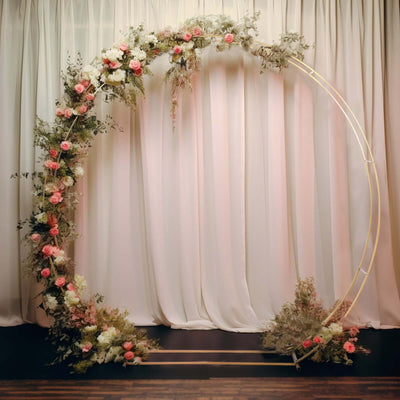 7.5ft Heavy Duty Gold Metal Round Wedding Arbor Floral Balloon Frame Double Hoop Wedding Arch Photo Backdrop Stand