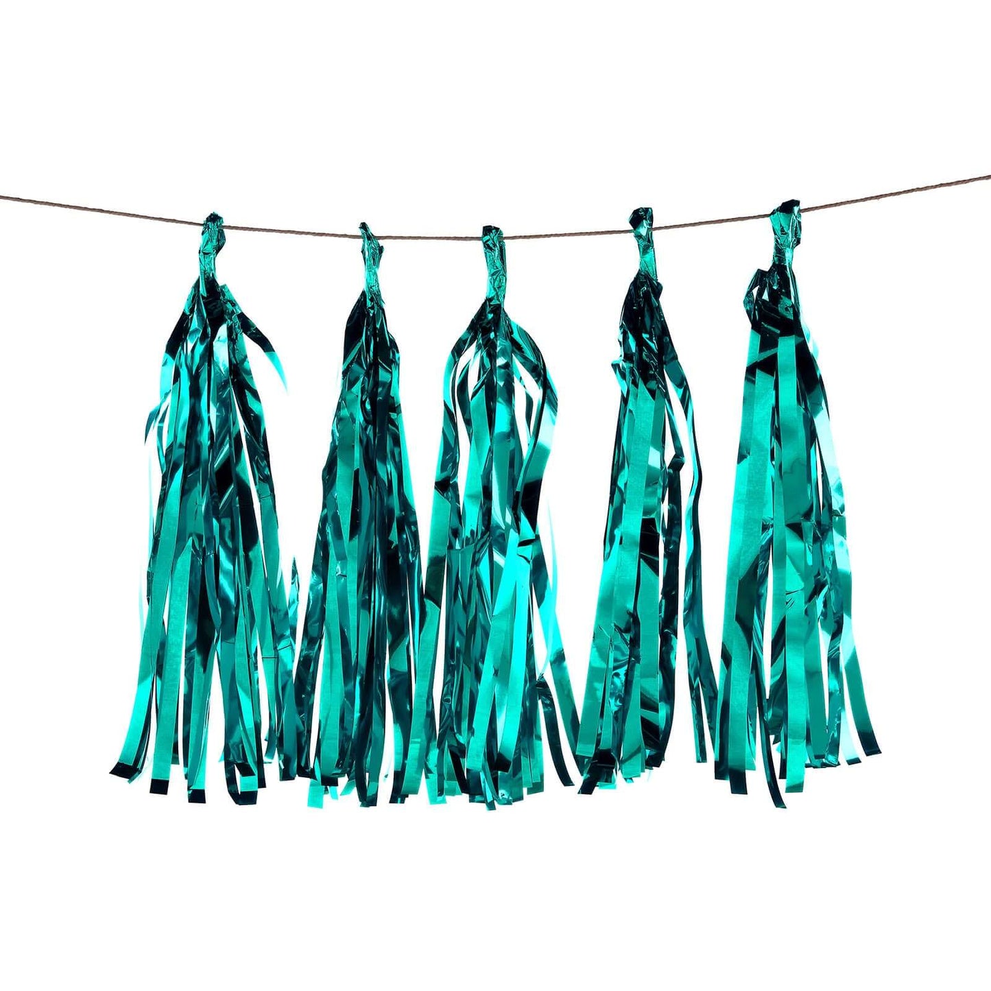 7.5ft Long Turquoise Hanging Foil Tassel Garland, Metallic Tinsel Fringe Banner Party Streamer Backdrop Decorations